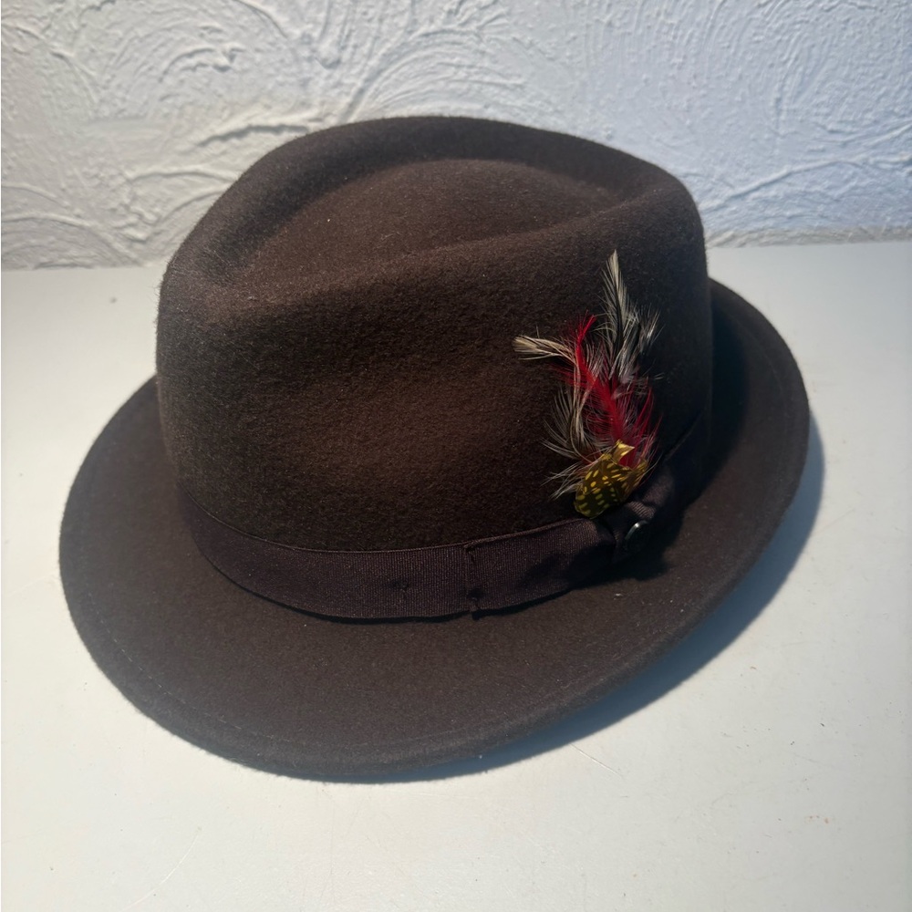 Jaxon Hats 100% Wool Dark Brown Fedora Hat - Size large